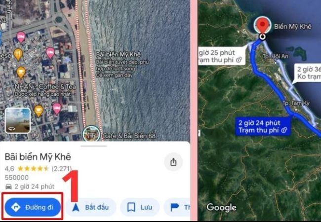 Ứng dụng bản đồ hiển thị khu vực rộng không có trạm xăng gần.