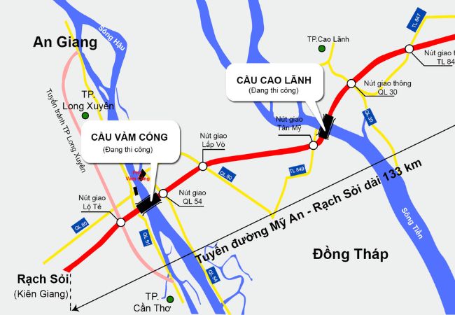 Bản đồ phân bố các tuyến có dịch vụ cứu hộ tai nạn cao tốc liên tỉnh Bản đồ phân bố các tuyến có dịch vụ cứu hộ tai nạn cao tốc liên tỉnh